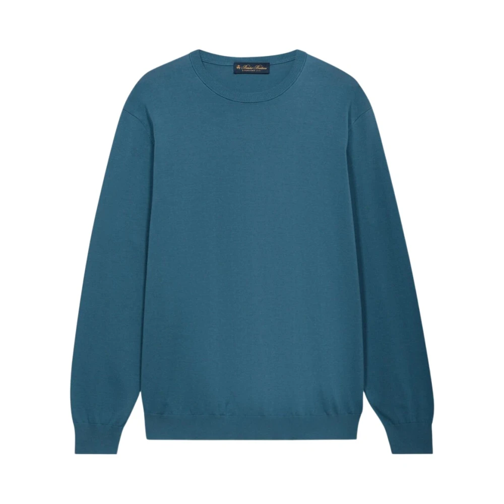 Brooks Brothers Men's Blue Round-Neck Knitwear, 3XL, Country Club Mercerized Cotton Crewneck