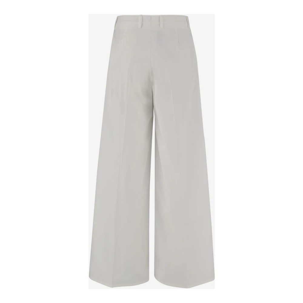 Berwich Stretch Katoenmix Wijde Pijp Broek White Dames