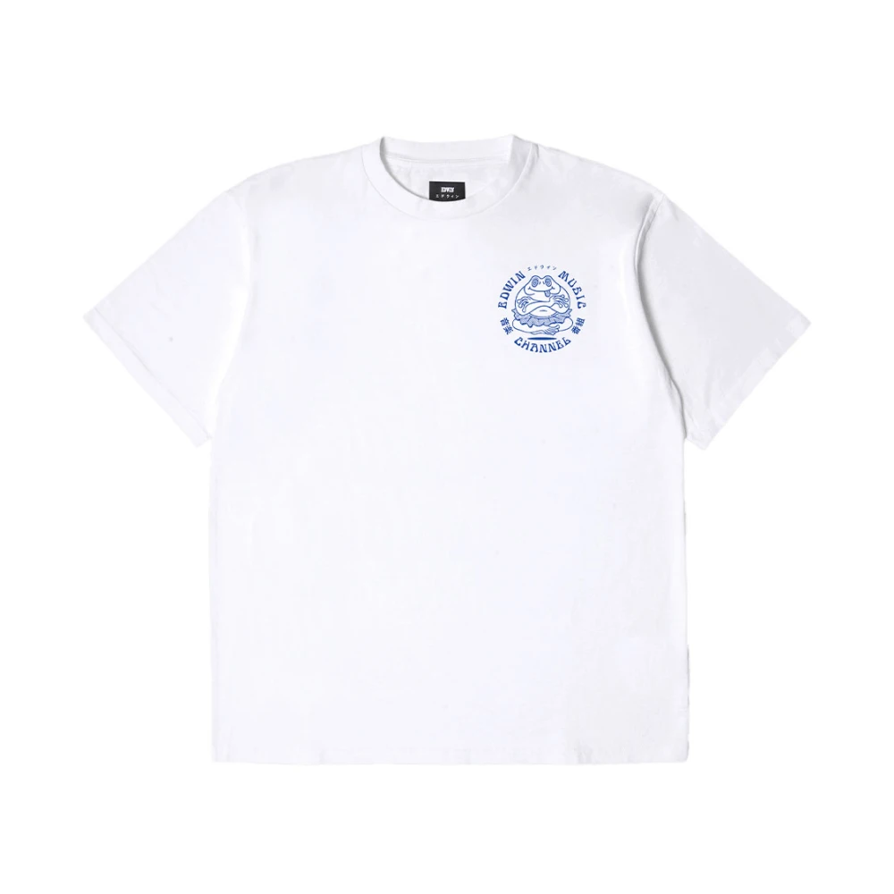 Edwin Witte T-shirt met bedrukt logo en korte mouwen White Heren