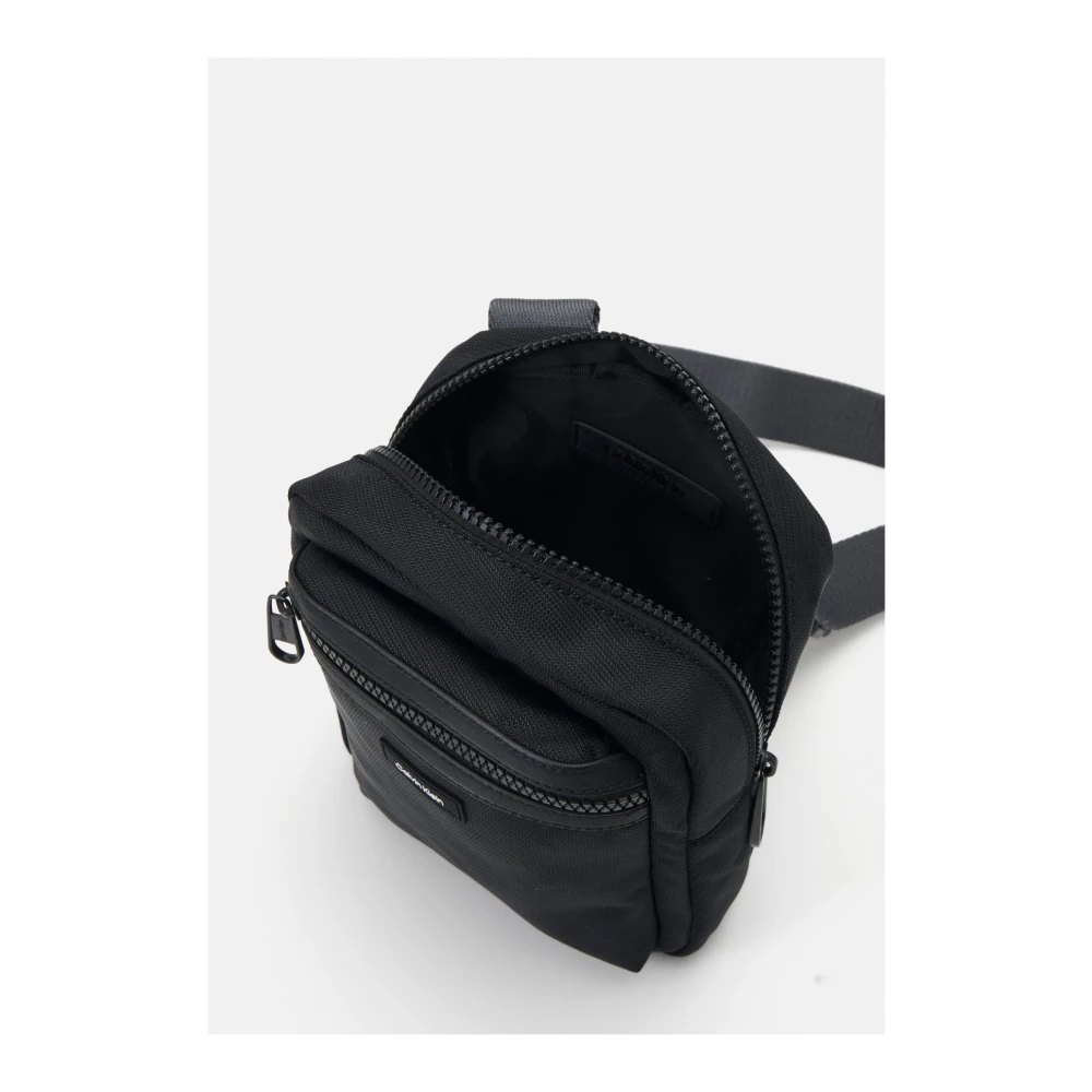 Calvin Klein Logo Patched Fabric Shoulder Bag Black Heren