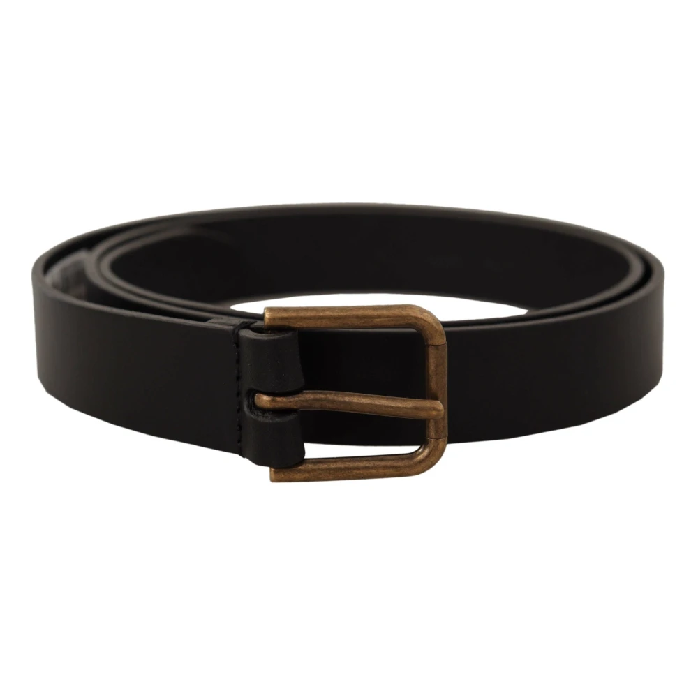 Dolce & Gabbana Zwarte leren riem met metalen gesp Black Heren