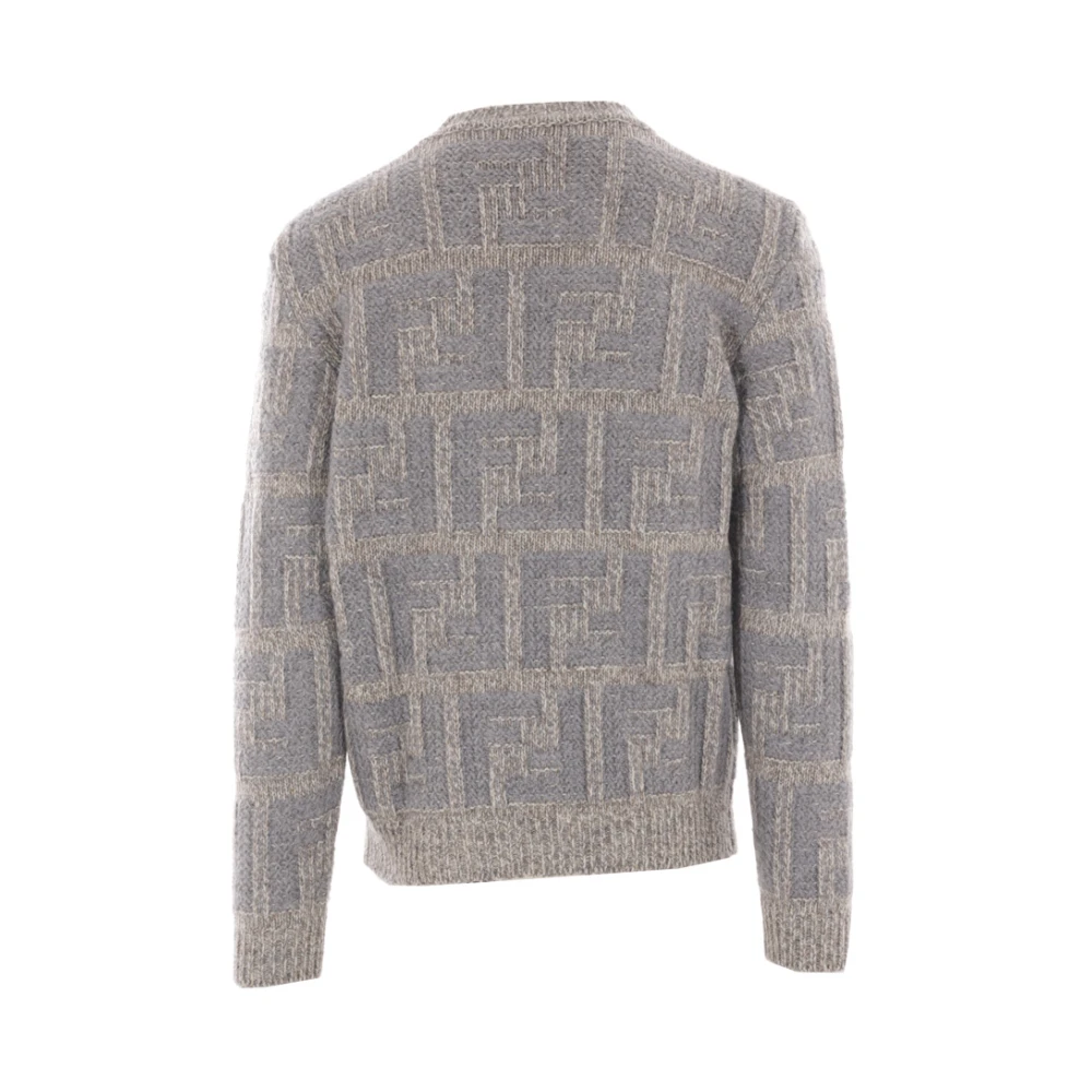 Fendi Grijze Alpaca Sweater met FF Motief Gray Heren