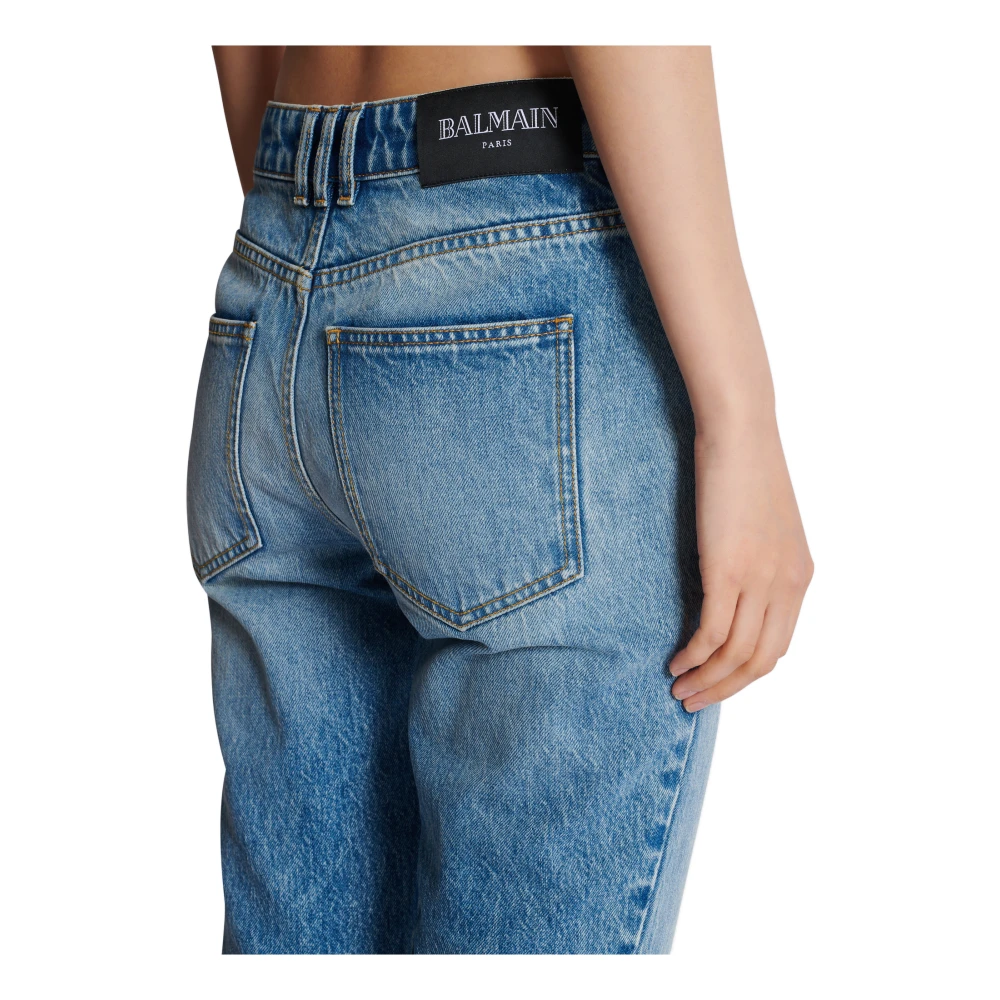 Balmain Wijduitlopende denim jeans Blue Dames