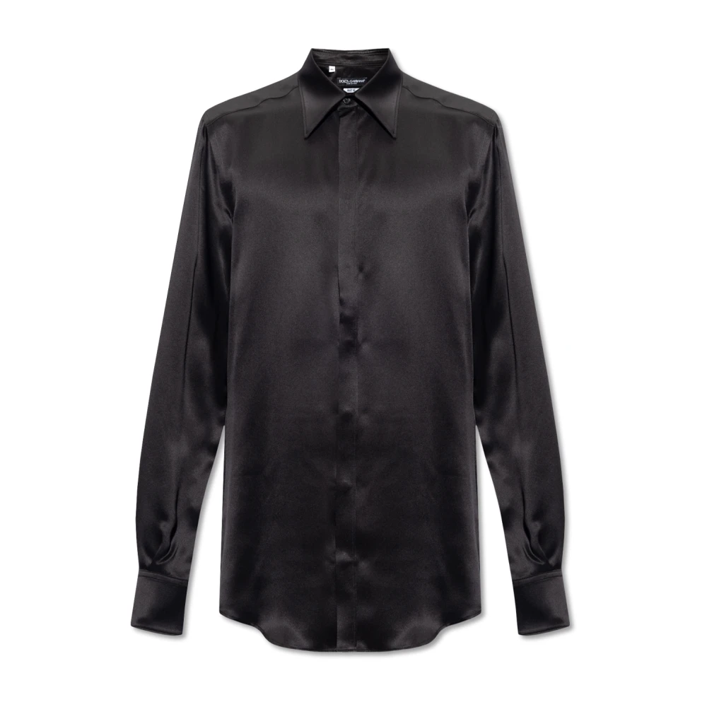 Dolce & Gabbana Zijden shirt Black Heren