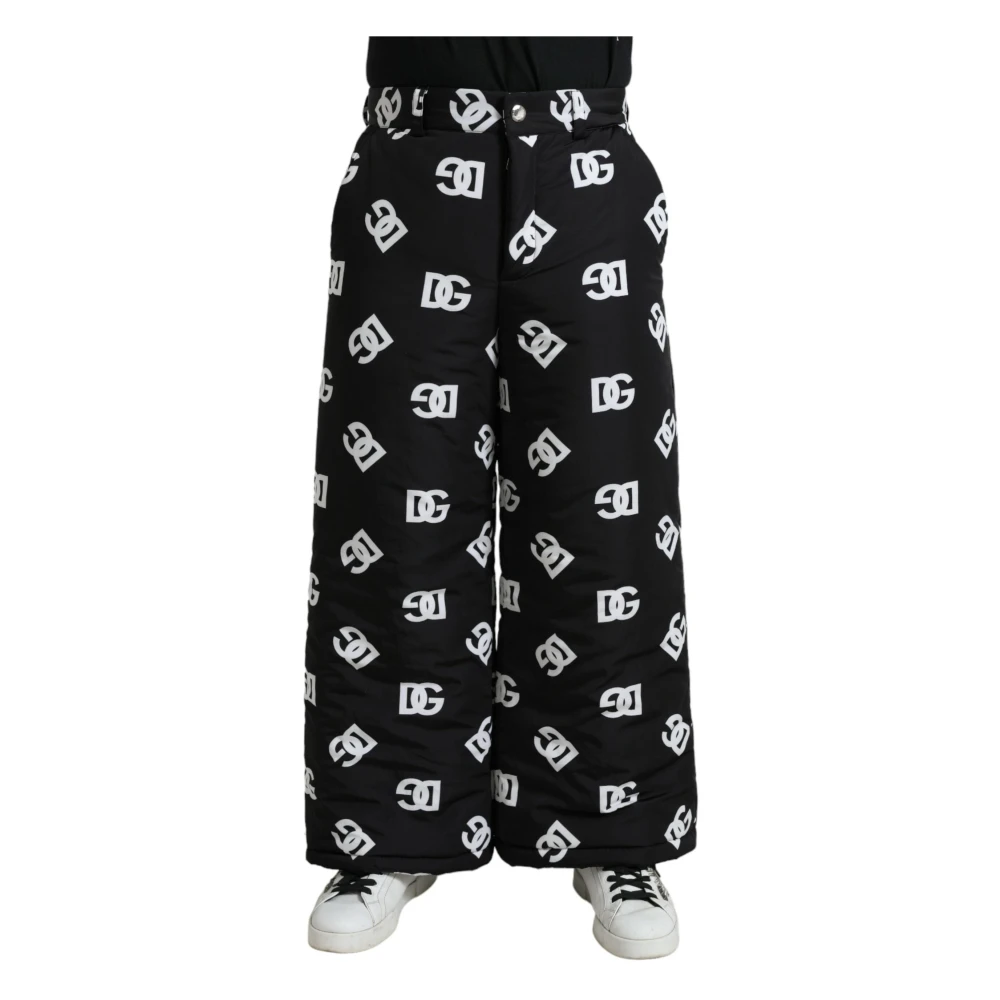 Dolce & Gabbana Men's Multicolor Wide Trousers, M, Elegant Wide Leg Signature Print Trousers