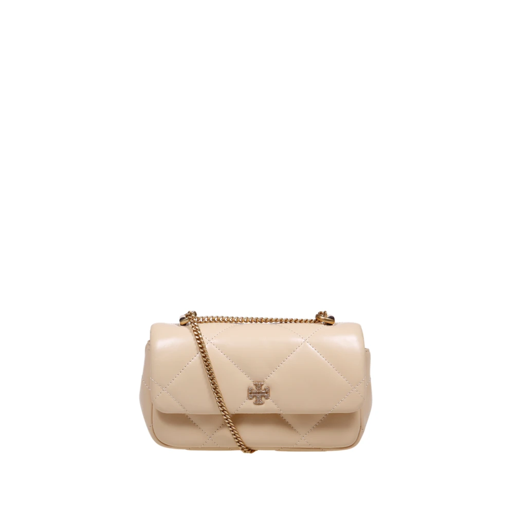 TORY BURCH Diamant Quilt Mini Flap Tas Beige Dames