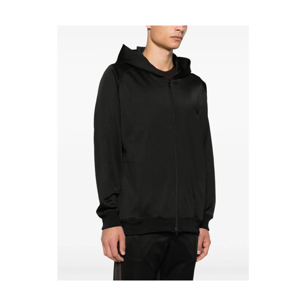 Needles Zwarte rits hoodie met logo borduurwerk Black Heren
