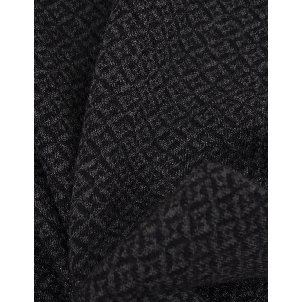 Kiton Blauwe Kasjmier Geometrische Sjaal Blue Heren