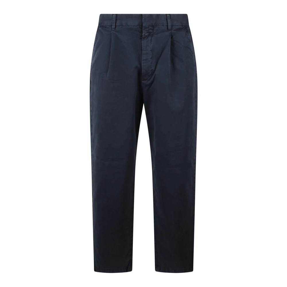 Closed Wijde katoenen twill broek Blue Heren