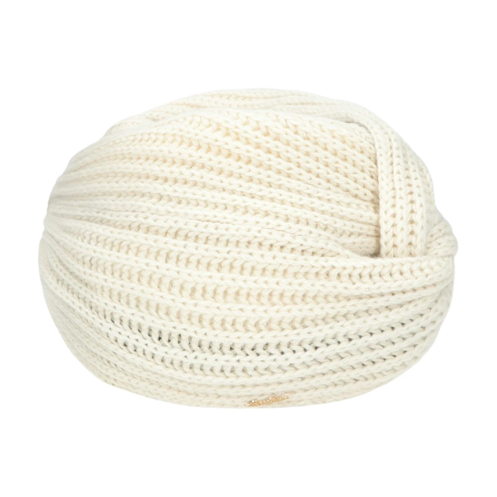 Borsalino Women's White Ribbed Eco-Cashmere Turban For Autumn/Winter