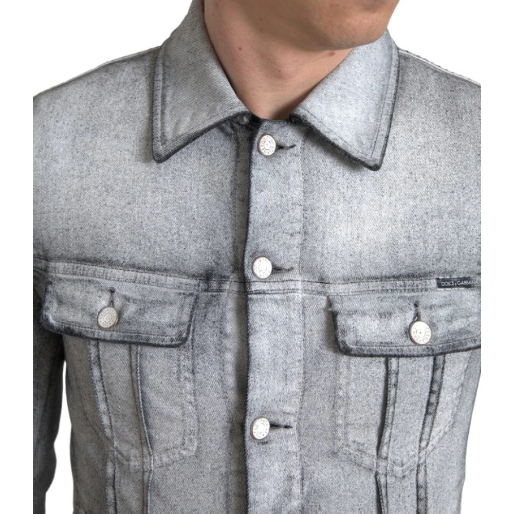 Dolce & Gabbana Elegante grijze denimjack Gray Heren
