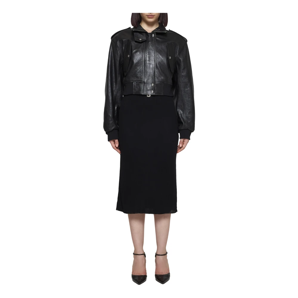 Khaite Geribbelde Zwarte Midi Rok Black Dames