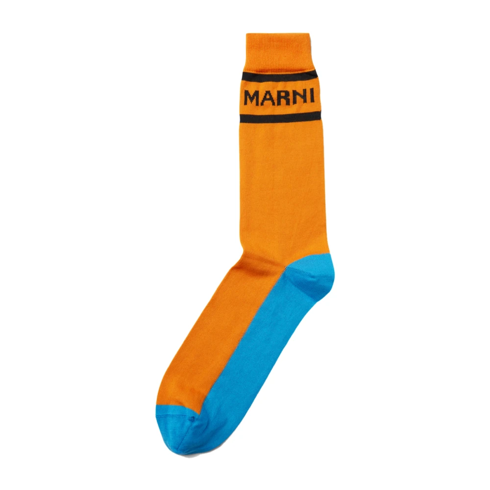 Marni Intarsia Logo Sokken Orange Heren