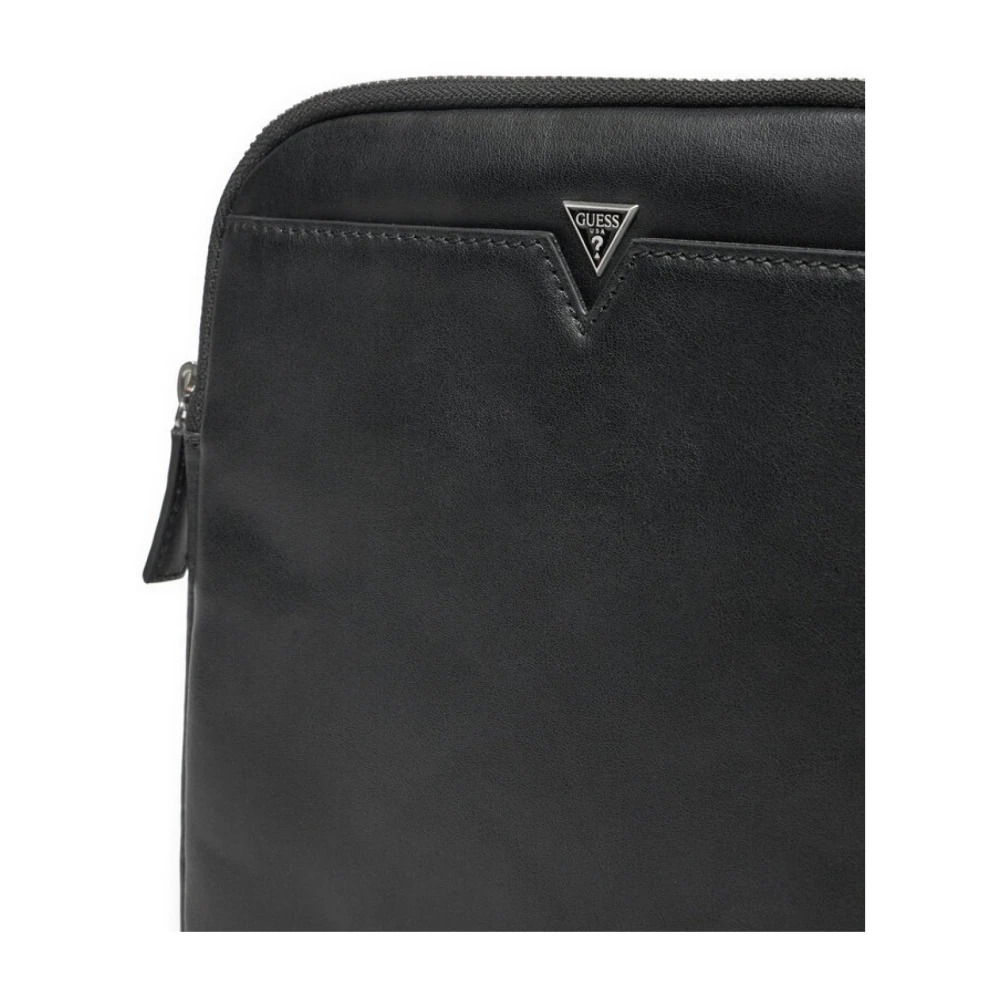 Guess Firenze Leren Schoudertas Zwart Black Heren