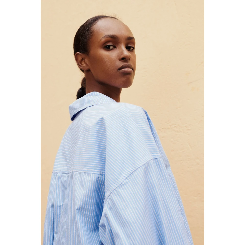 Samsøe Gestreept Katoenen Shirt Essentieel Blue Dames