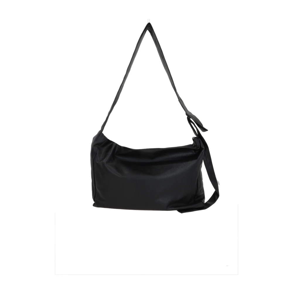 Yohji Yamamoto Zwarte leren crossbody tas met rits Black Dames