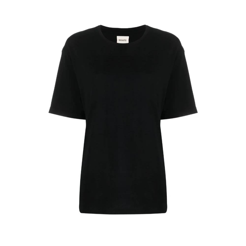 Khaite Zwart Logo Patch Katoenen T-Shirt Black Dames