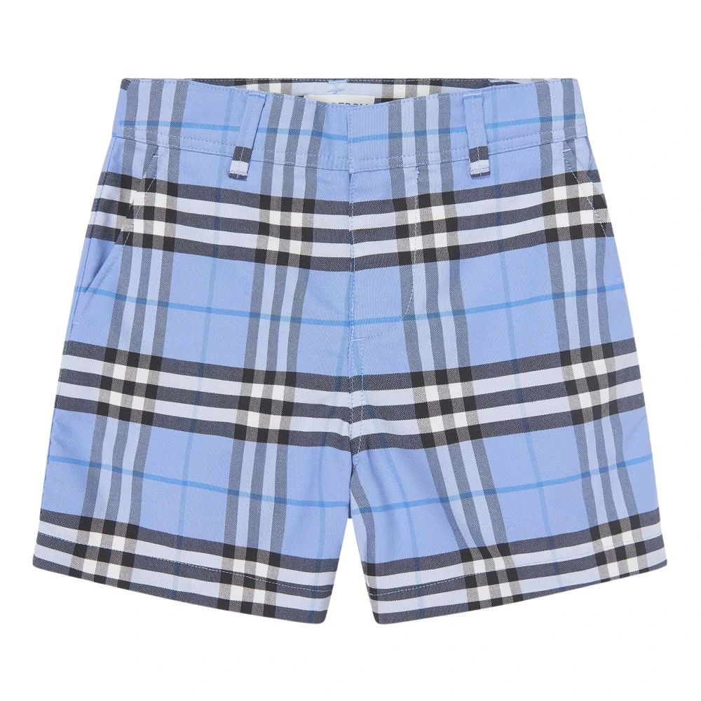 Burberry Blue Oscar Cotton Check Oxford Shorts - Male - Shorts - 8 Y - Kids
