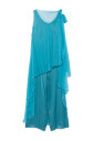 robe-bleue-drapee-sans-manches