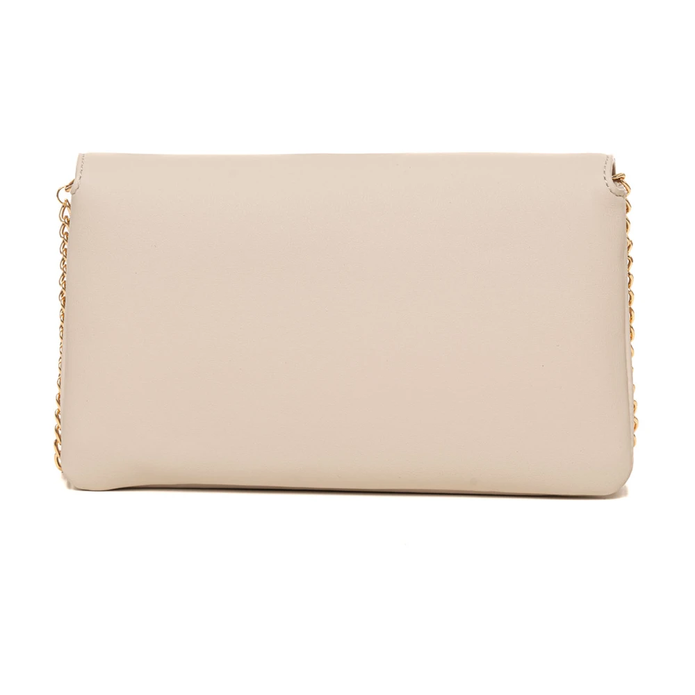 Love Moschino Schoudertas met Metalen Ketting en Zakken Beige Dames
