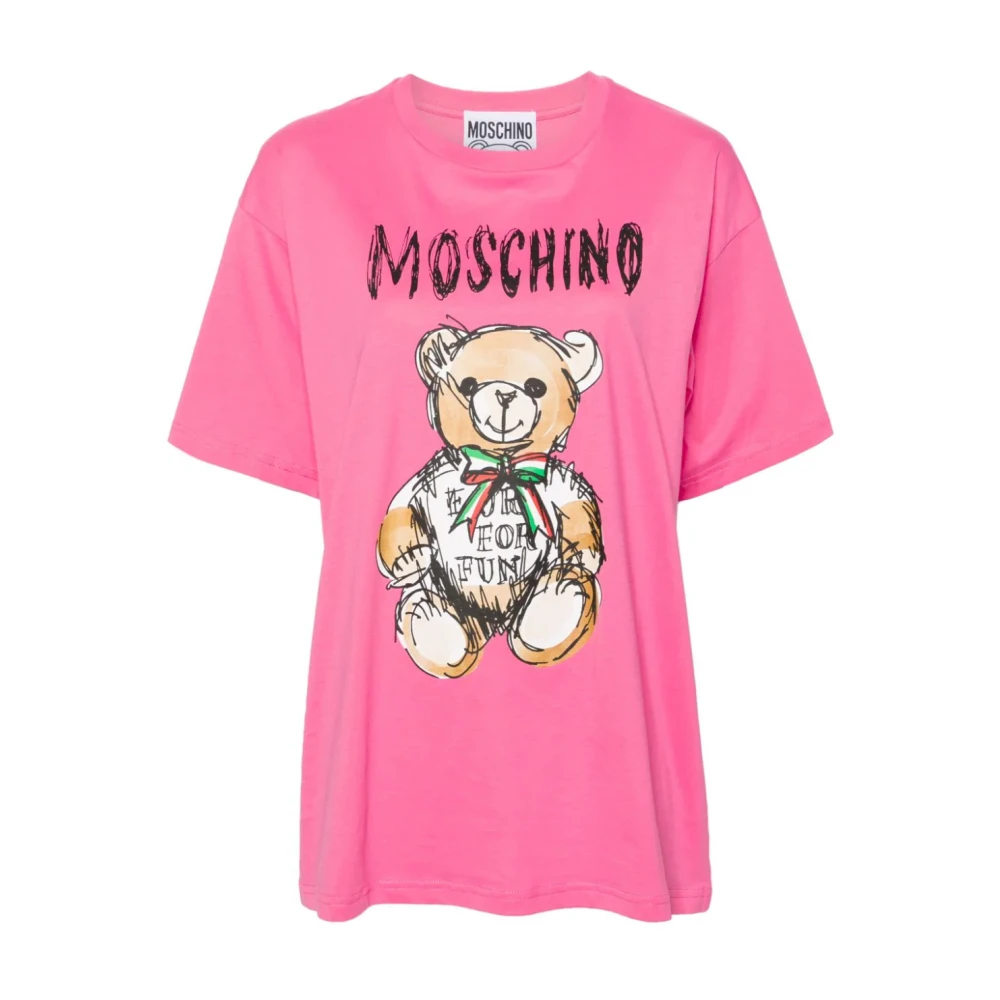 Moschino Roze Logo Print Teddy Bear T-shirts en Polos Pink Dames