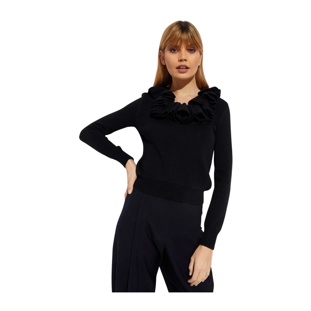 Alexander mcqueen Zwarte ruches trui aansluitende pasvorm Black Dames