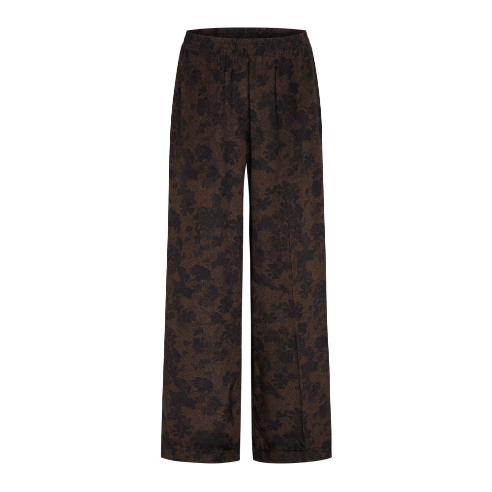 Heartmade Zijden Rechte Pijp Broek Teak Brown Dames