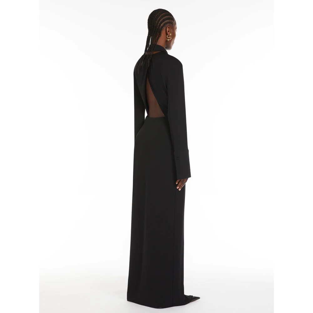 SPORTMAX Zwarte knoopjurk met open rug Black Dames