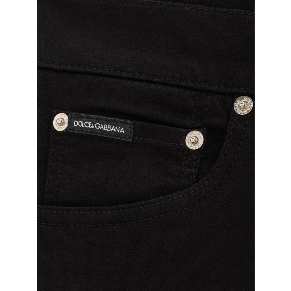 Dolce & Gabbana Skinny 5-pocket jeans met logo Black Heren