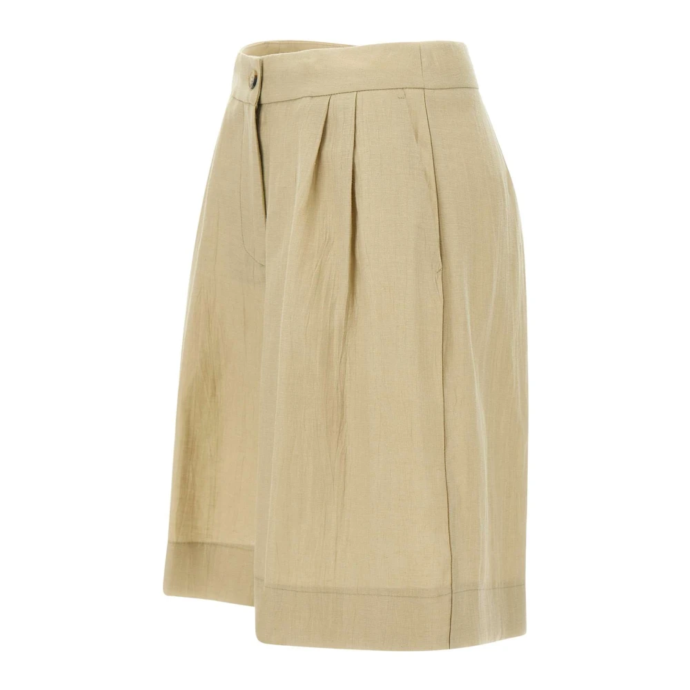 Kaos Linnen Damesshorts Touwkleur Beige Dames