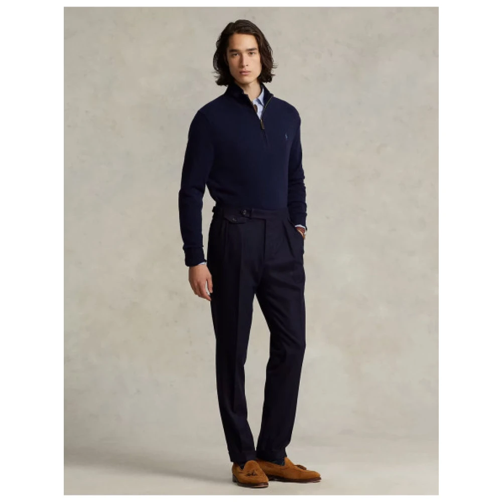 Polo Ralph Lauren Merinowollen Half-Zip Trui Blue Heren