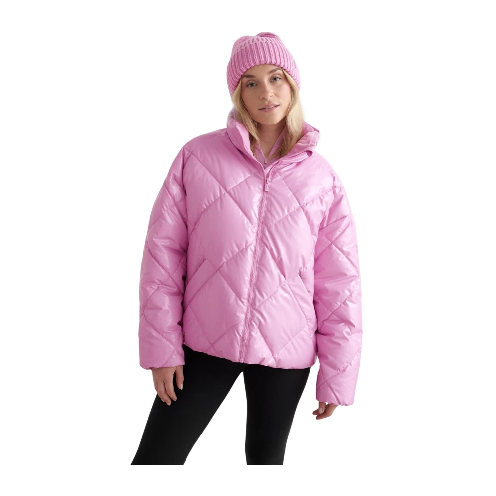 Aim'n Peony Pink Diamond Quilt Puffer Jacket Pink Dames