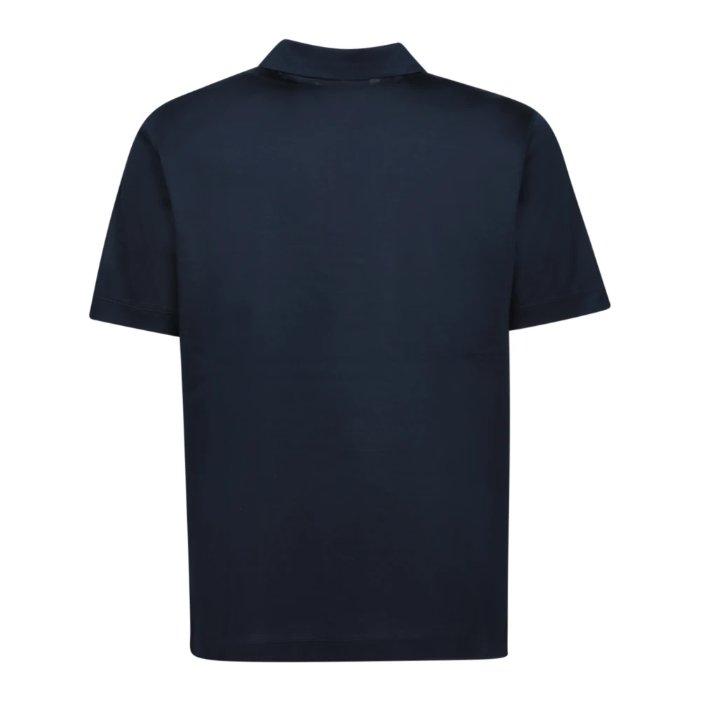 Canali Minimalistisch Katoenen Poloshirt Blue Heren