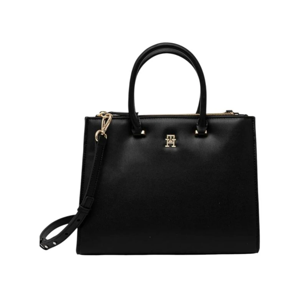 Tommy Hilfiger Zwarte Polyethyleen Handtas Lente Zomer Collectie Black Dames