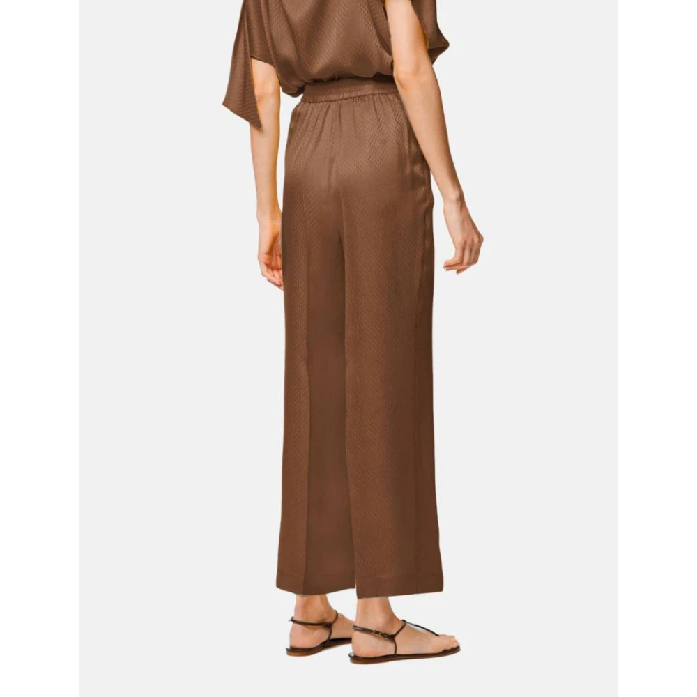 Carolina Herrera Zijden Jacquard Rechte Pijp Broek Bruin Brown Dames