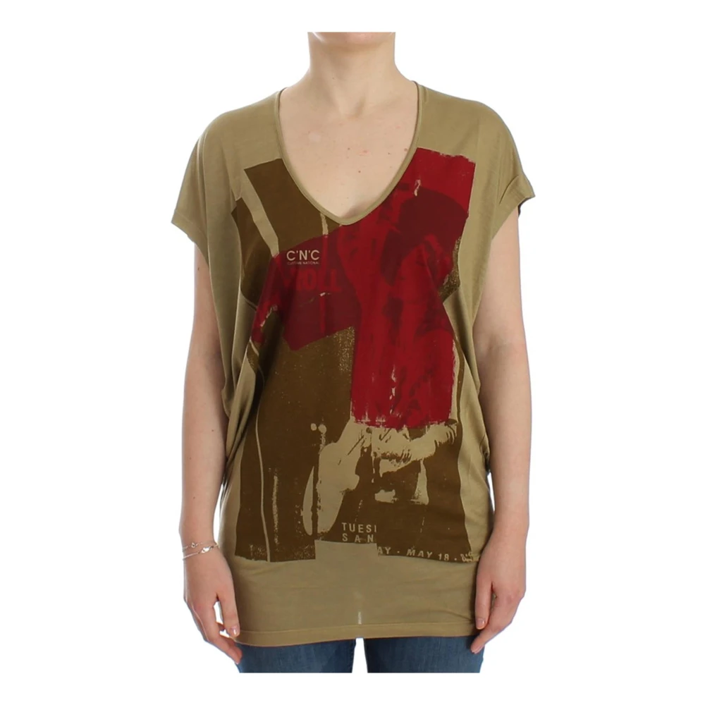 Costume National Green T-Shirts, Female, S, Print Short Sleeve T-Shirt
