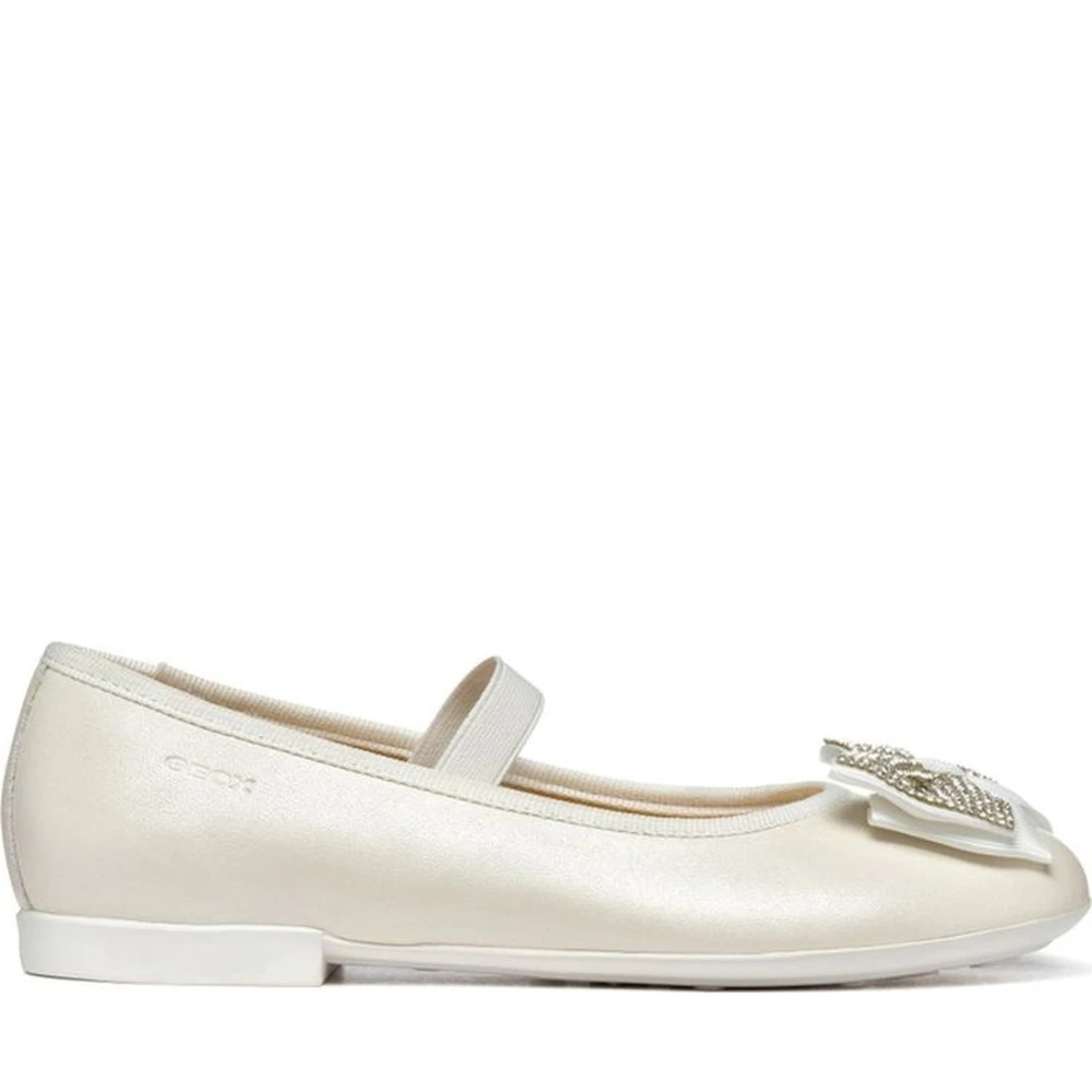 Geox Girls White Ballerina,, Ballerina Shoes For Size 29 Eu