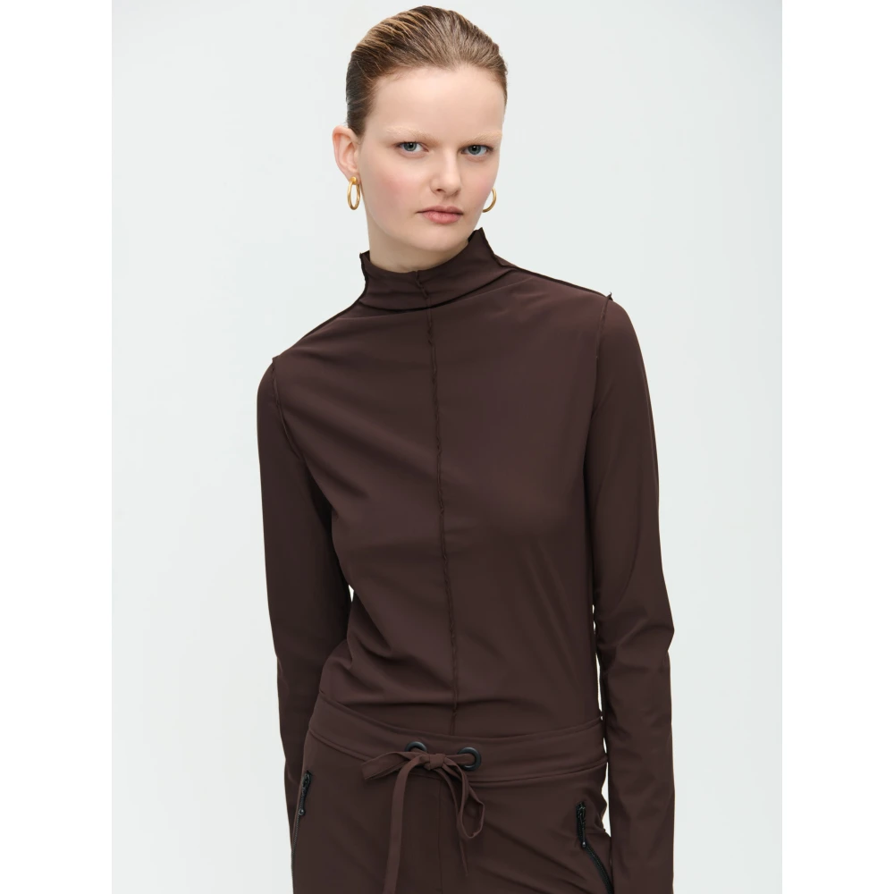 Jane Lushka Top van technisch jersey Brown Dames