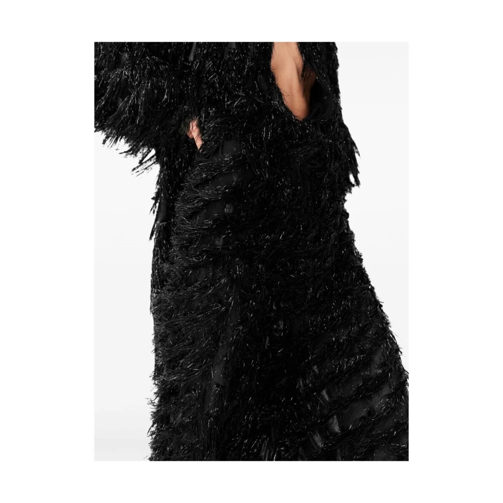 Stella Mccartney Zwarte Glitter Kwast Wijde Pijp Broek Black Dames