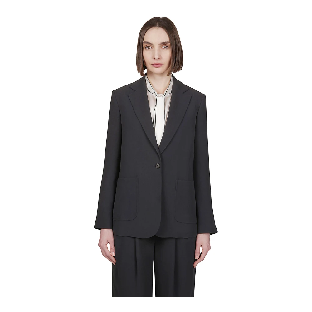 Eleventy Eenrijige zijden cady-jas Blue Dames