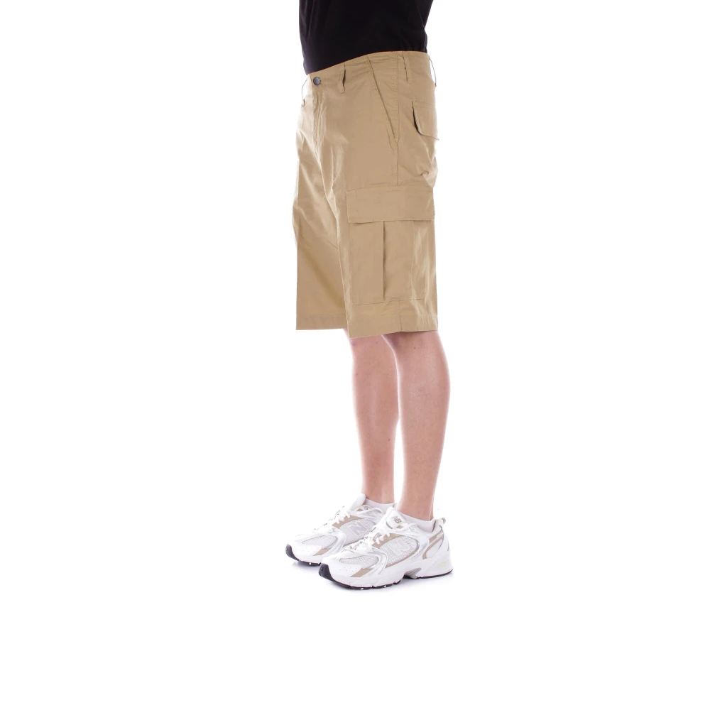 Carhartt WIP Donkergele Shorts Logo Zijkant Knoop Rits Yellow Heren