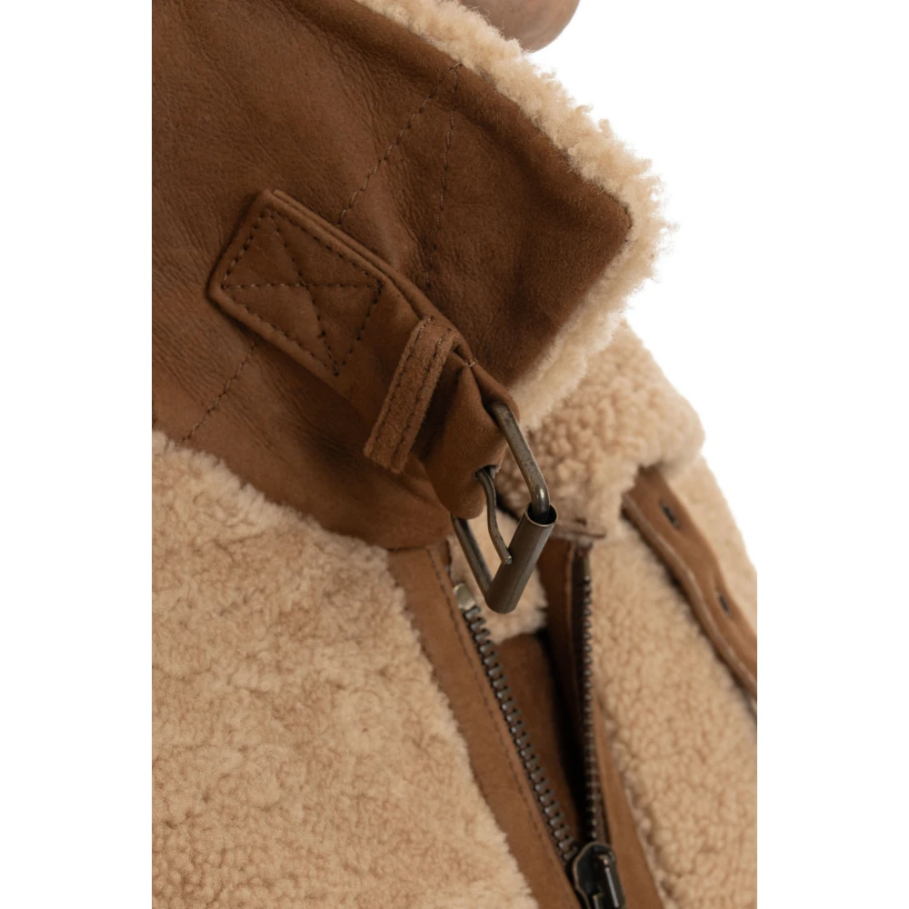 Salvatore Santoro Bruine Leren Jas Volledige Rits Brown Heren