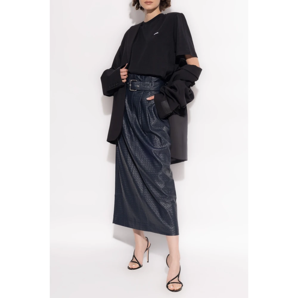 Rotate Birger Christensen T-shirt met logo Black Dames