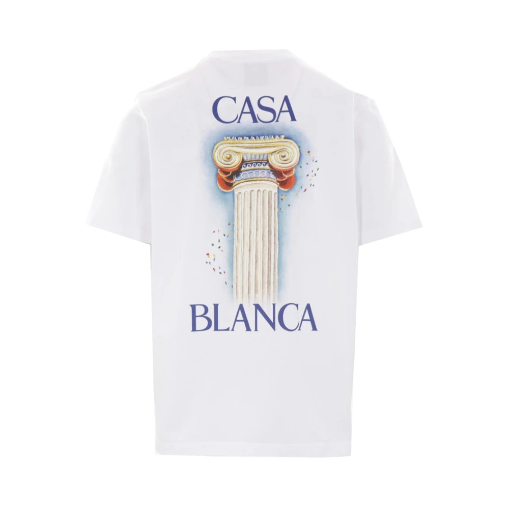 Casablanca Biologisch Katoenen Wit T-shirt met La Colomne Print White Heren