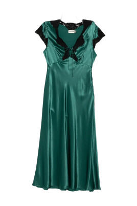 forest-green-satin-lace-trim-dress