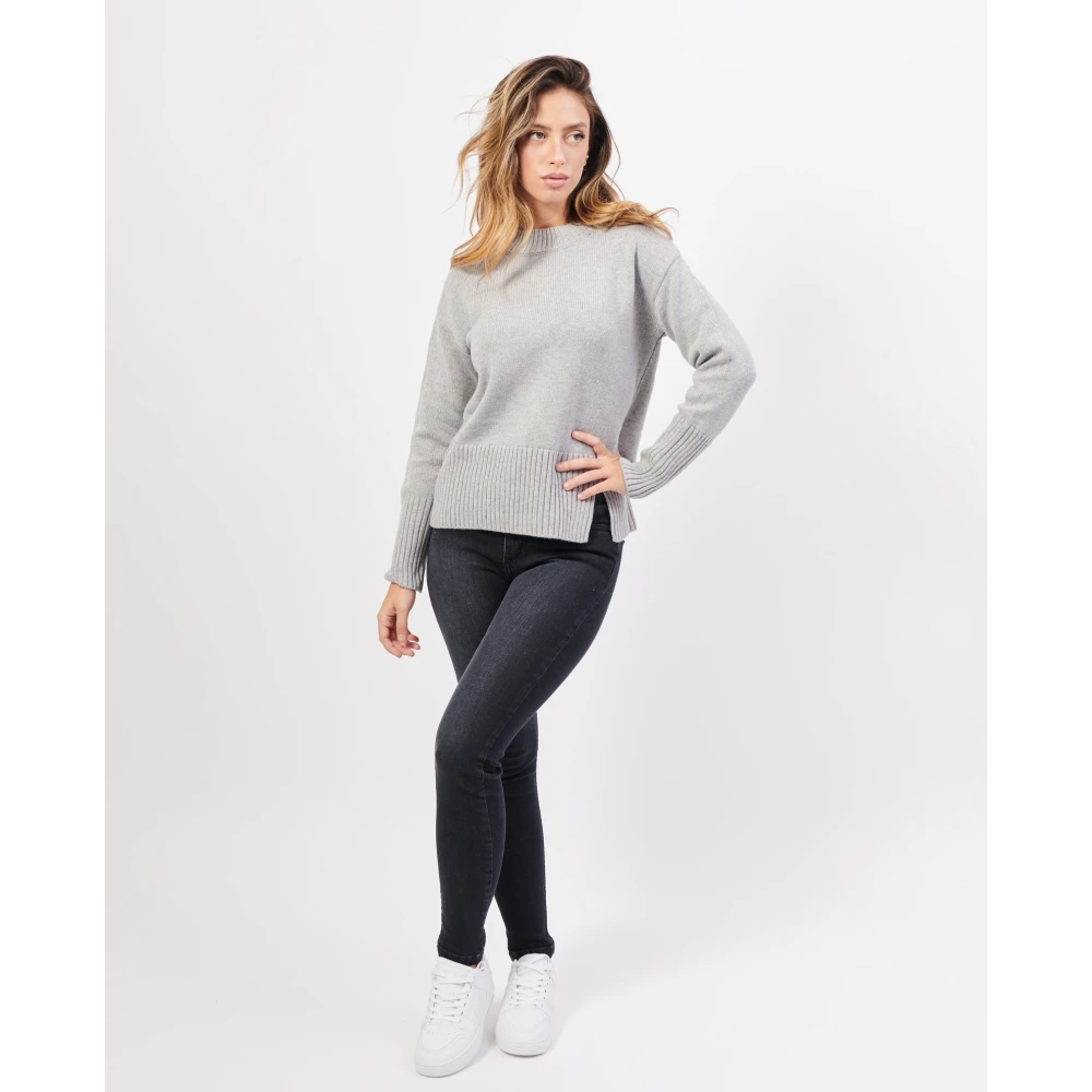 Gerry Weber Zilveren Trui met Ronde Hals Gray Dames