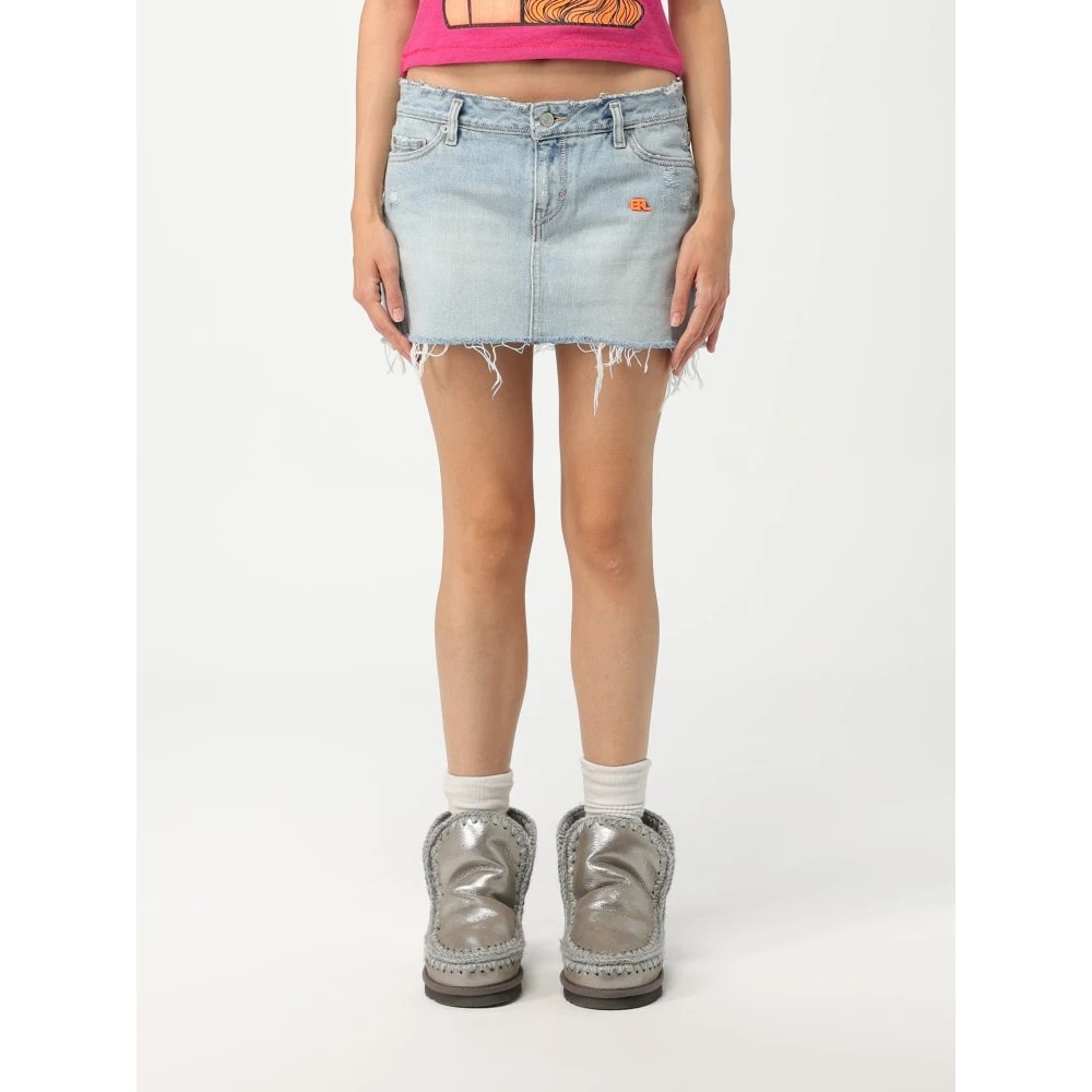ERL Blauwe Minirok met Geborduurd Logo Blue Dames