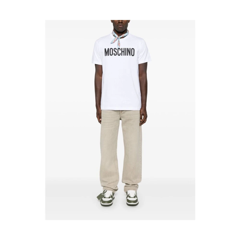 Moschino Witte Crew Neck Korte Mouwen Shirt White Heren