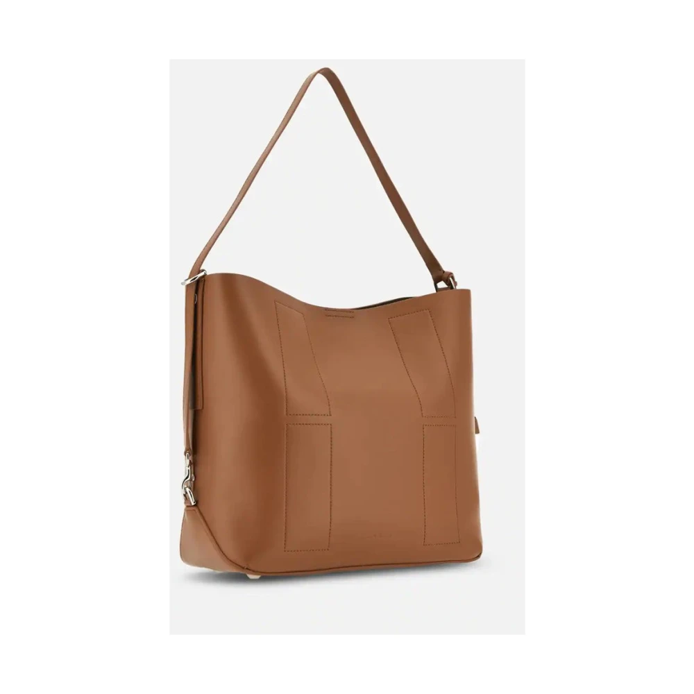 Hogan Leren Hobo Schoudertas in Cuoio Brown Dames