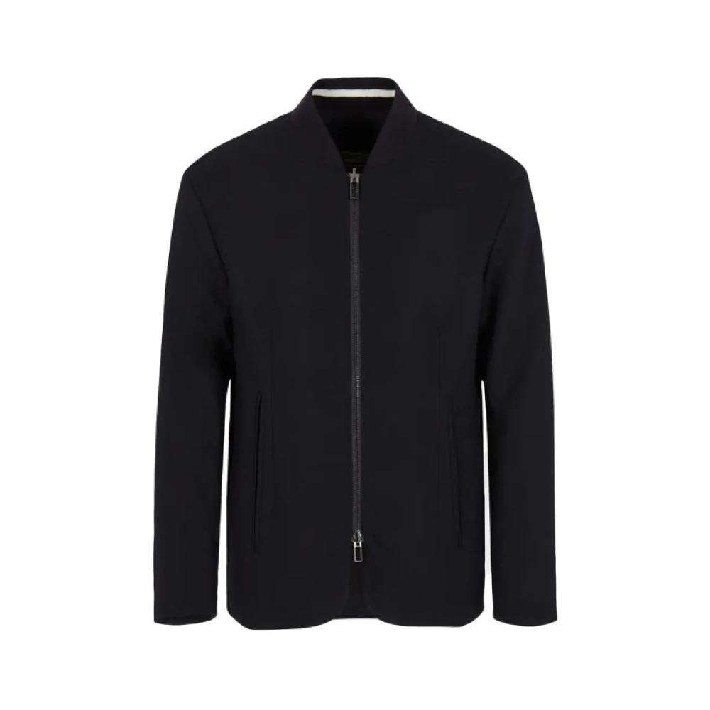 Armani Reguliere Snit Jas Marineblauw Ontwerp Blue Heren